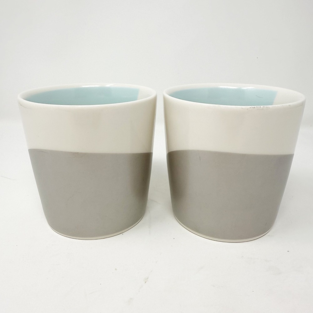 Starbucks 2005 Art Deco Gray Blue Pastel Curve 12 oz Coffee Mugs‎ - Picture 5 of 9